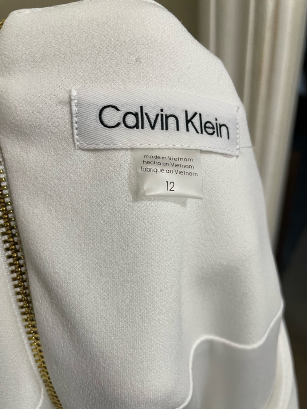 Calvin Klein White Dress with Gold Accents - Picture 3 of 3